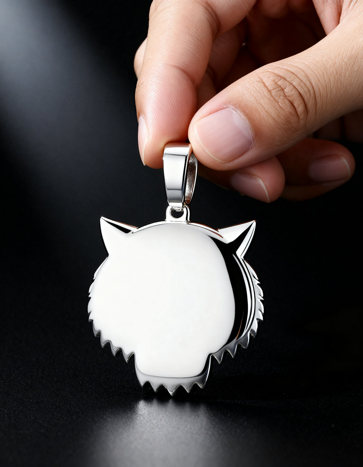 Moissanite Tiger Pendant in 925 silver - plain polished silver back