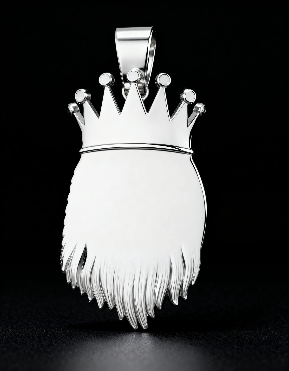 Crown Lion Pendant in 925 silver with moissanite - plain polished silver back