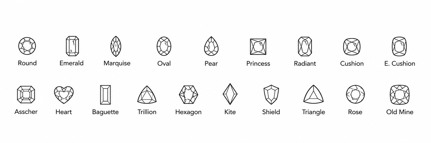 Crown Diamond Avenue stone shapes chart